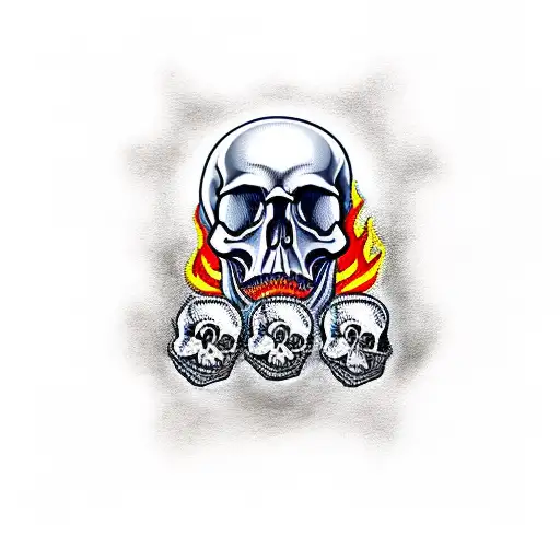 Skull With Money And Fire