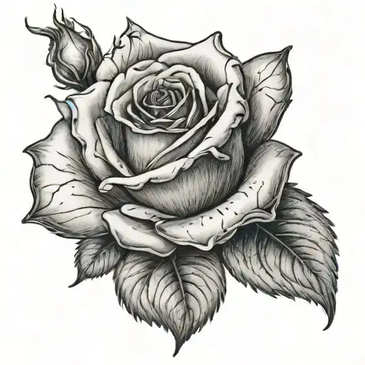 Female Hands To Chin Rose Head