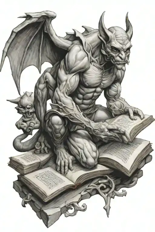 Pin Up Gargoyle Warrior Reading