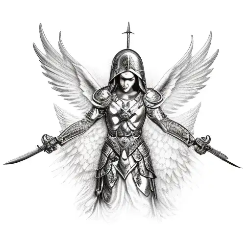 Archangel With Sword And Wings