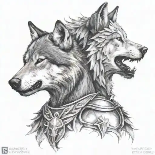 Wolf And A Spartan Warrior