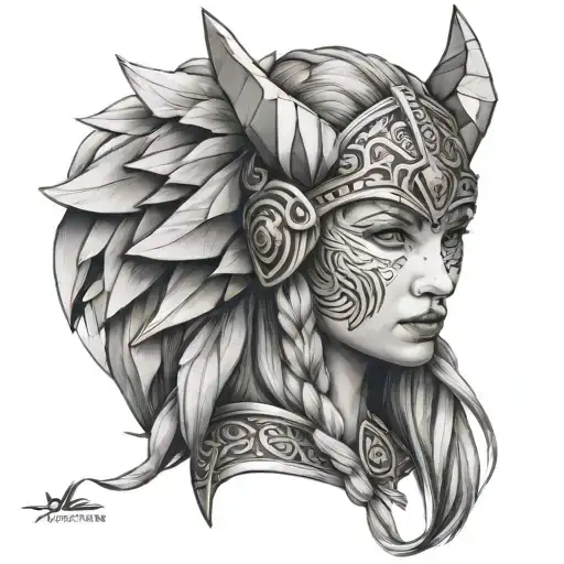 Viking Woman Headdress Wolf Head Origami Style