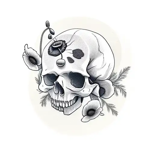 Skull With Poppy