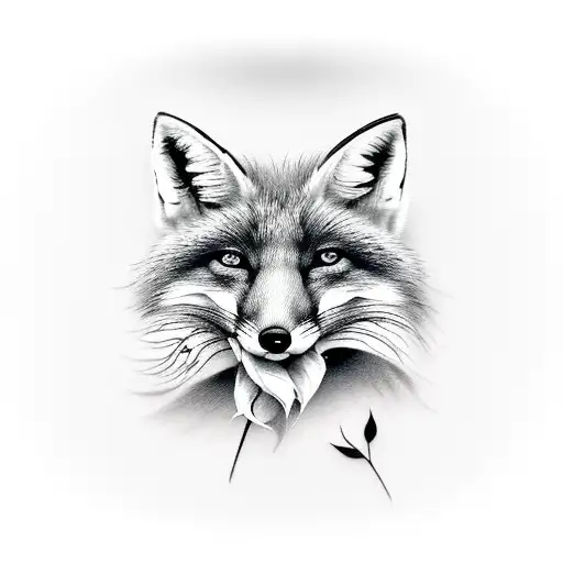 Fox With A Rose In Her Mouth