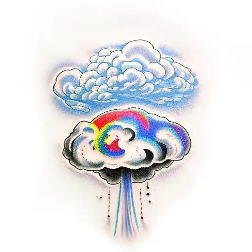 Wrist Tattoo Nuclear Mushroom Cloud Rainbow Pride