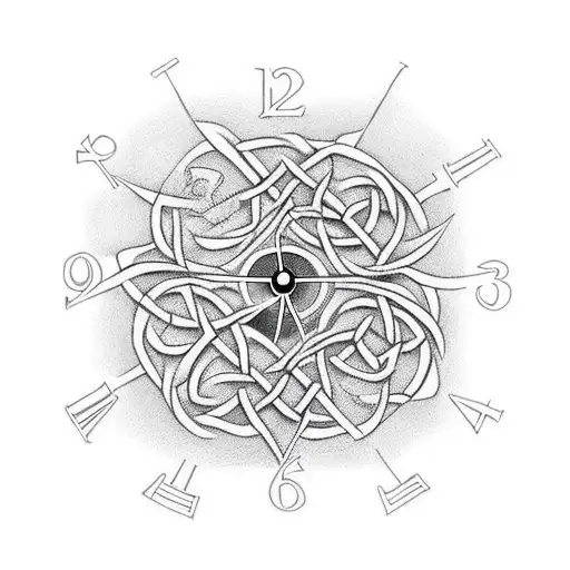 Celtic Family Tree With Clocks In Roots
