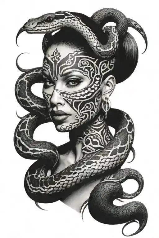 Snake With Tribal Women Face
