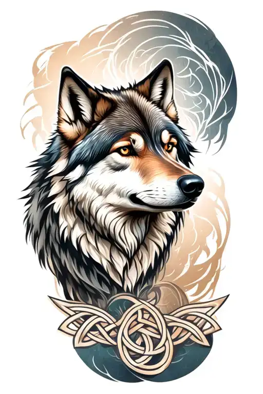 Wolf And Celtic Knot Work