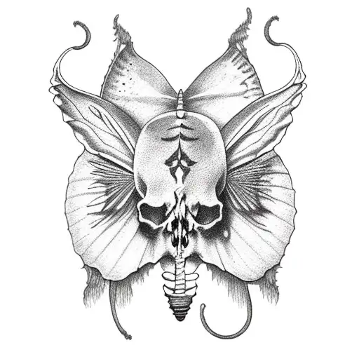 Luna Moth With Cat Skull In The Middle
