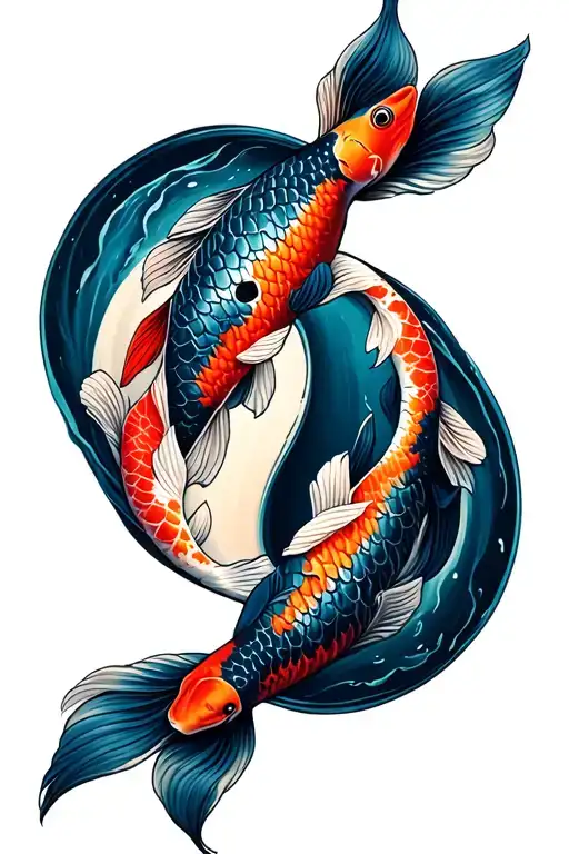Pisces Symbol Yin Yang Koi Fish