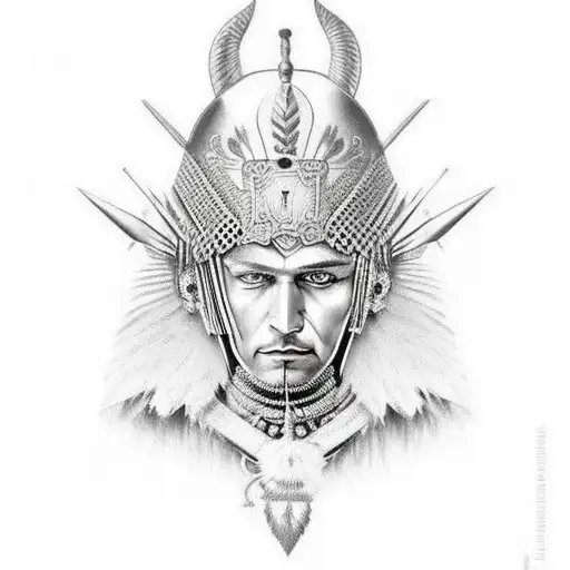 Polish Hussar Warrior Adorned With Intricate Nature-inspired