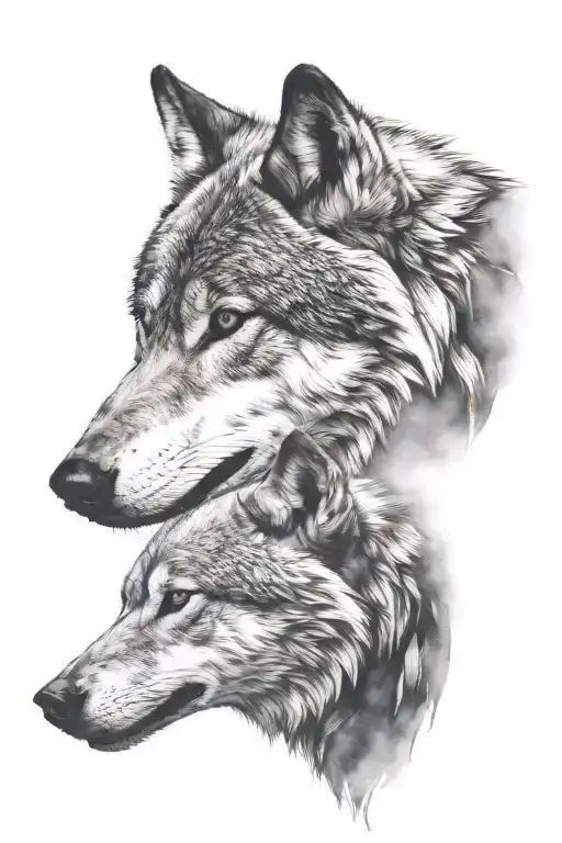 Wolf Head And Shadows In The Background