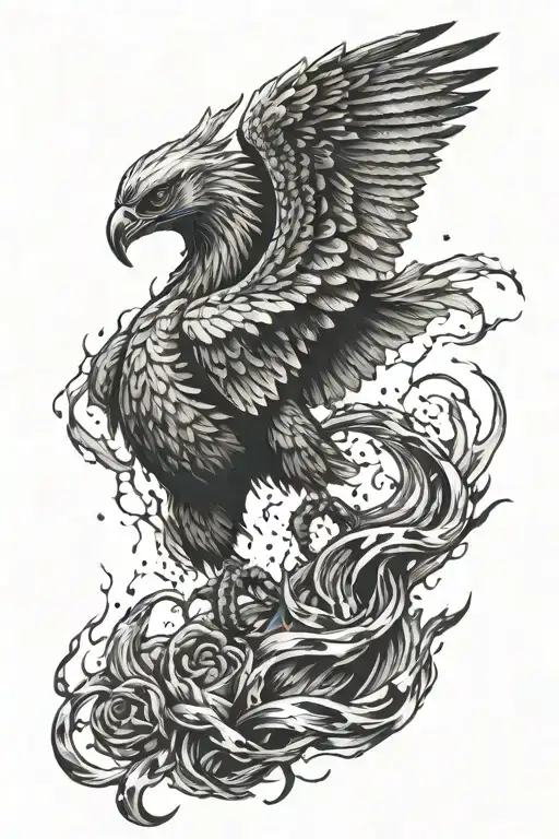 Scorpion Eagle Phoenix Rising From Ashes Holding A Broken Heart