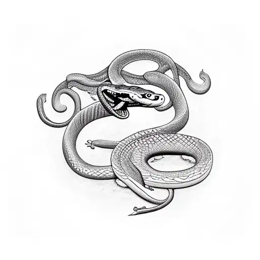 Snake With Big Belly Eating A Dying Deer