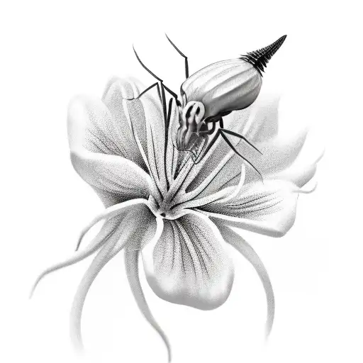 Bull With Red Spider Lilly