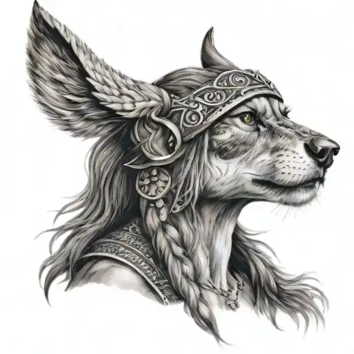 Viking Wolf Head Woman