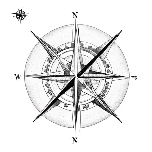 Compass As Moon In Night Sky