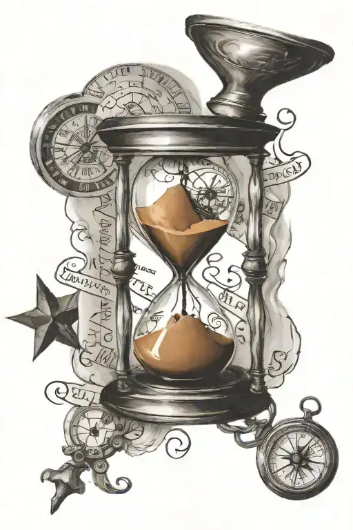 Cards Hourglass And Compass