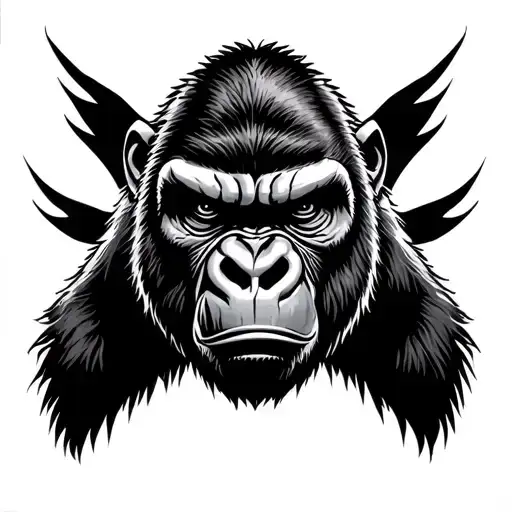 Angry Gorilla Face Tattoo Design Inspired