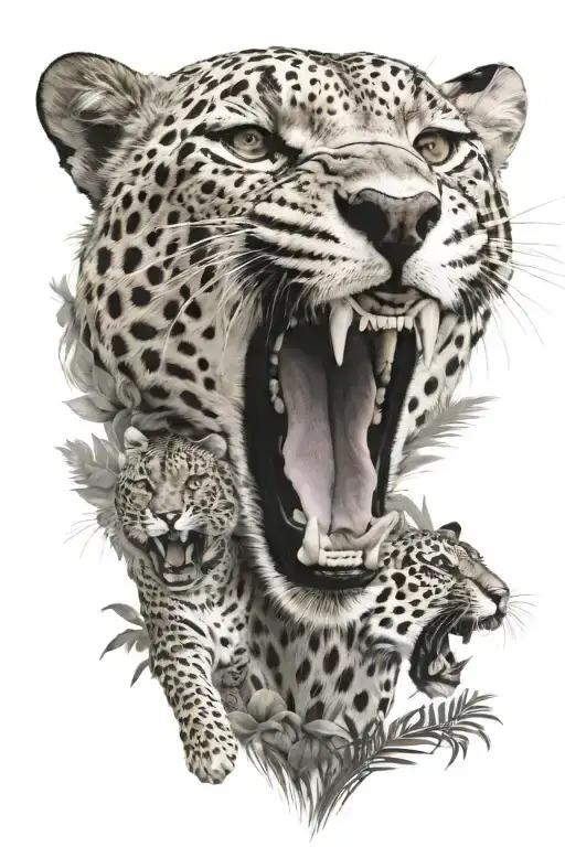 Cheetah And Tiger Roaring At Eachother With Jungle Background