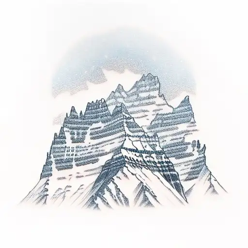 Mountain Range With A Hidden Moraine Lake At Sunrise