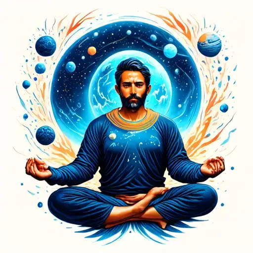 Meditating Men In Space Surrounded