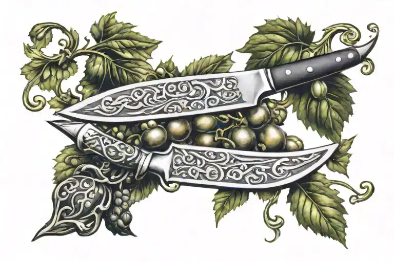 Chef Knife In Grape Vine Wrapping