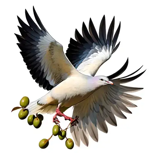 Flying Dove Carrying An Olive