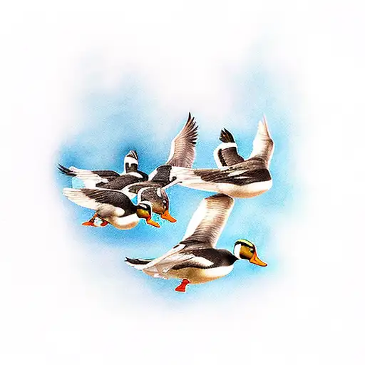 Ducks Flying In A Group