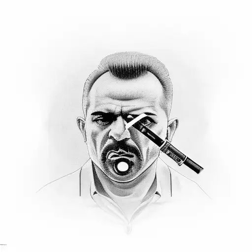 Italian Mafioso With Cigarette And Gun