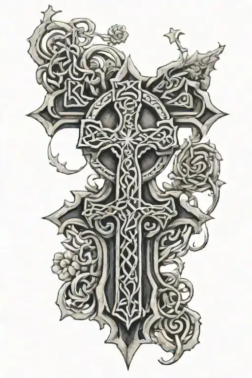 Celtic Cross On Shield Adorned