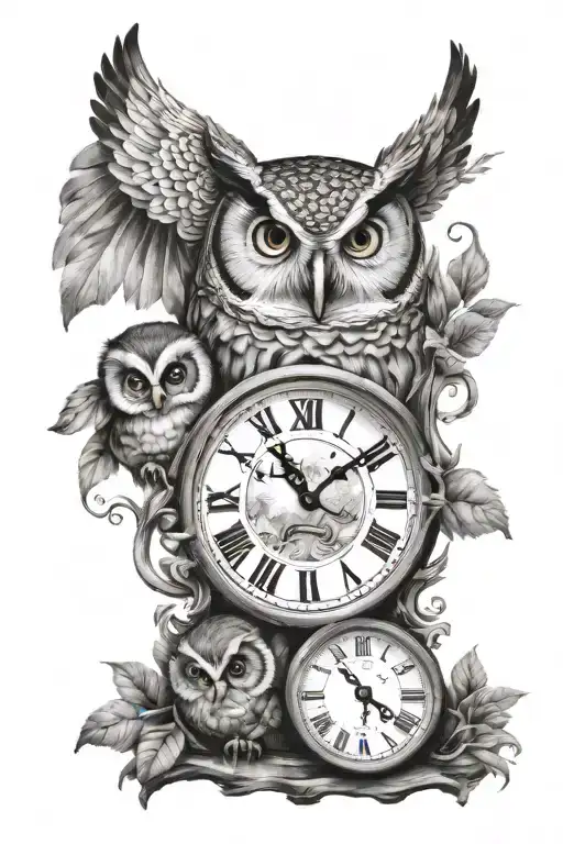 3 Kids Birth Clock And Owl
