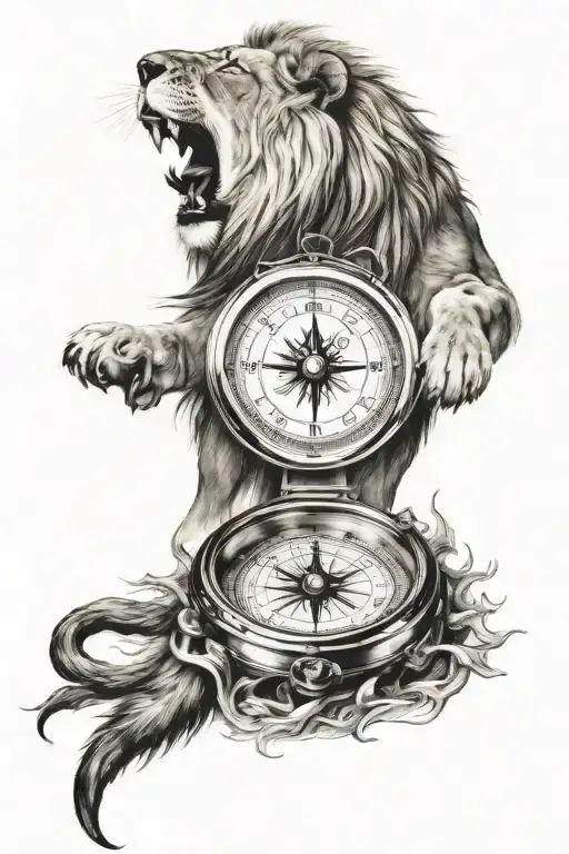 Compass With Roaring Lion