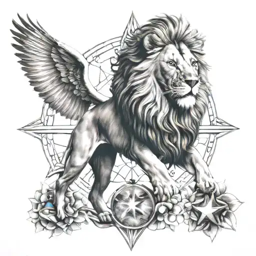 Astrological Sign Lion Star Dove