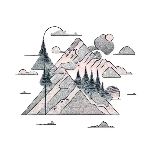 A Landscape Tattoo Featuring Different Terrains From Various Travel Destinations