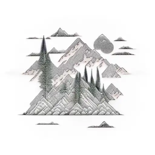 A Landscape Tattoo Featuring Different Terrains From Various Travel Destinations