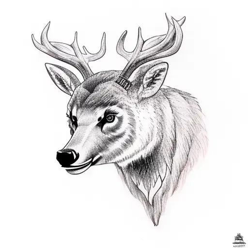 Deer Head Above A Bear Head