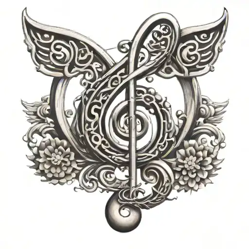 A Music Note Made Of Buddhist Symbols