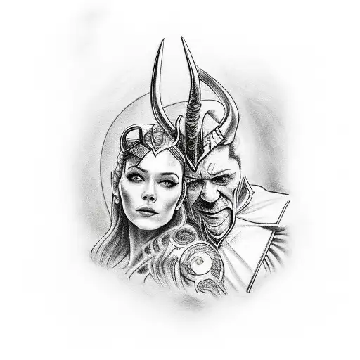 Hel With Her Father Loki
