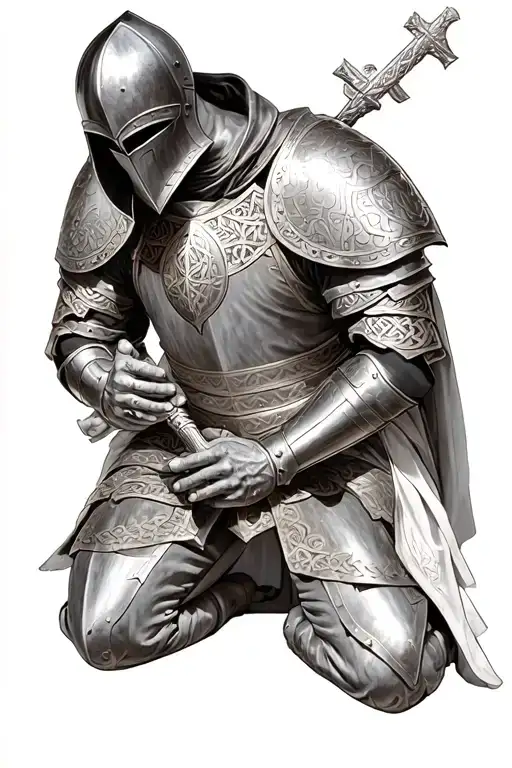 Templar Knight Kneeling Praying Celtic Armor