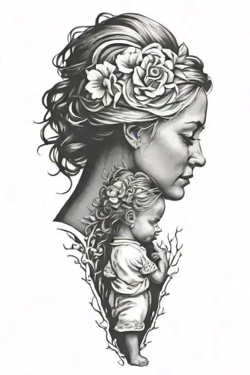 Mother And Daughter Silhouette