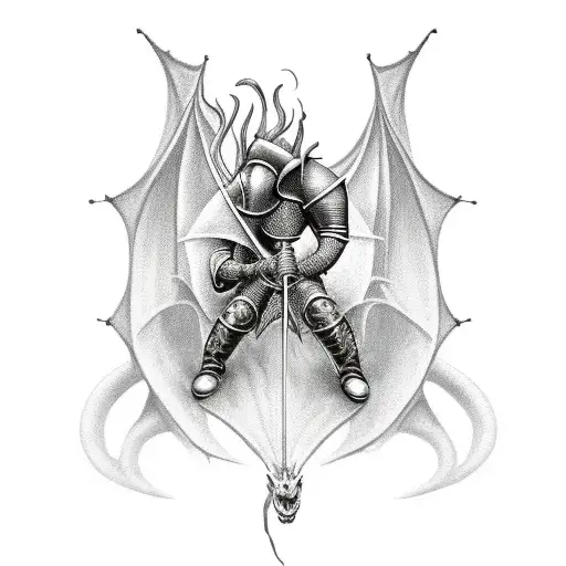 Knight Knelt In Dragon Fire