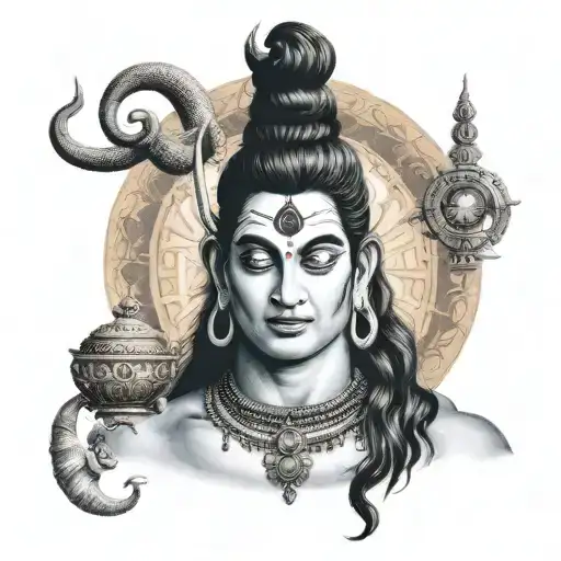 A Realistic Portrait Of Lord Shiva Surrounded By Sanskrit Quotes
