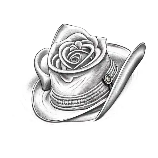 Cowboy Hat With Horse Shoe And Rose