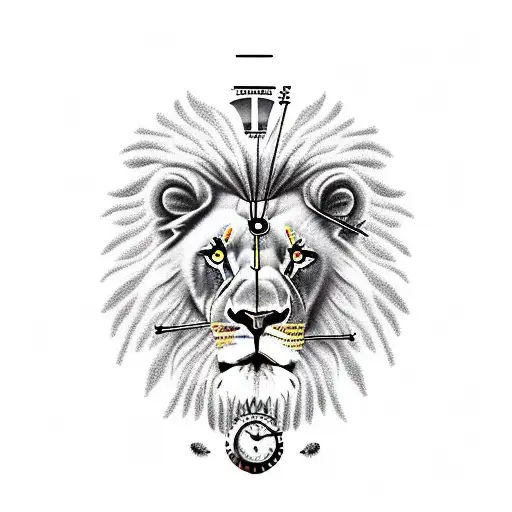 Lion With Clock And Headress