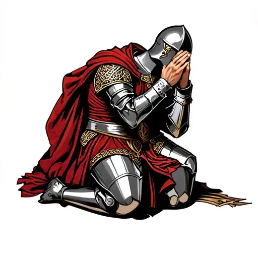 Templar Knight Kneeling Praying Celtic Armor