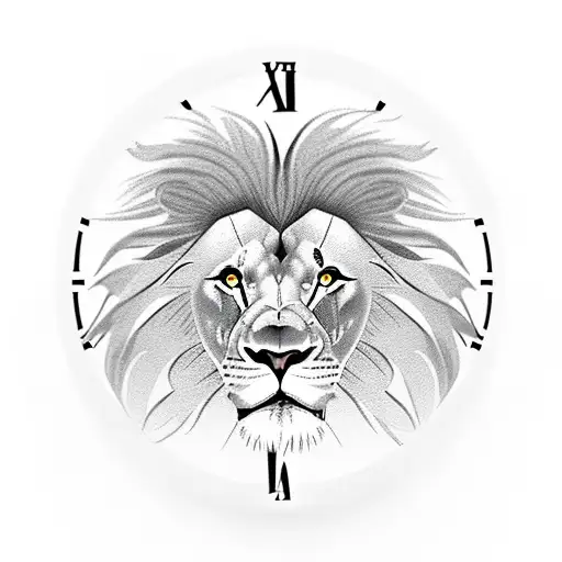 Lion With Clock And Headress