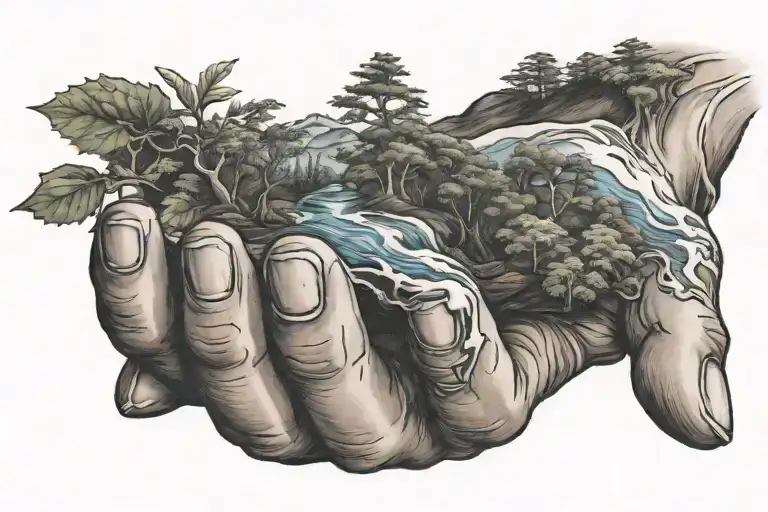 Hand With Nature Flowing Out Of It