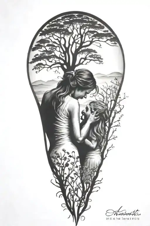 Mother And Daughter Silhouette