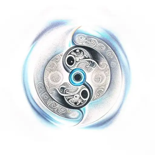 Ying Yang Symbol With Flames